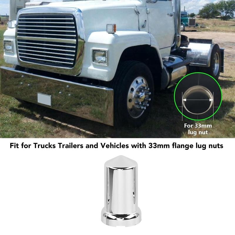 Push On Nut Cover Lug Nut Covers ABS Chrome Plastic Anti Rust 33mm Flanged Lug Nut for Trucks Trailers and Vehicles