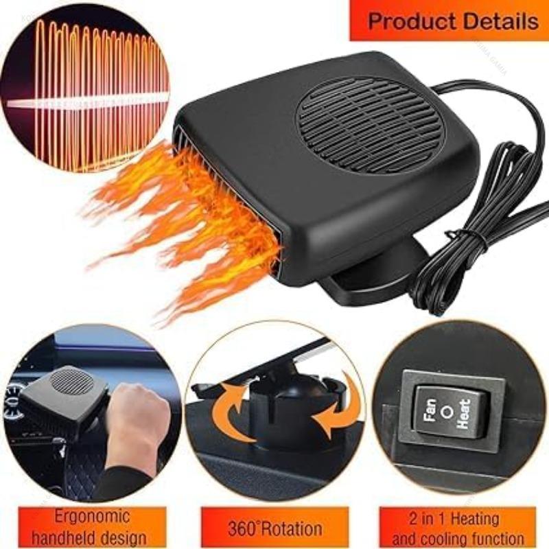 Air Cooler Fan 150W Electric Car Heater 12V/24V Portable Demister Defroster Heating Fan Dryer Windshield Defogging Accessroies