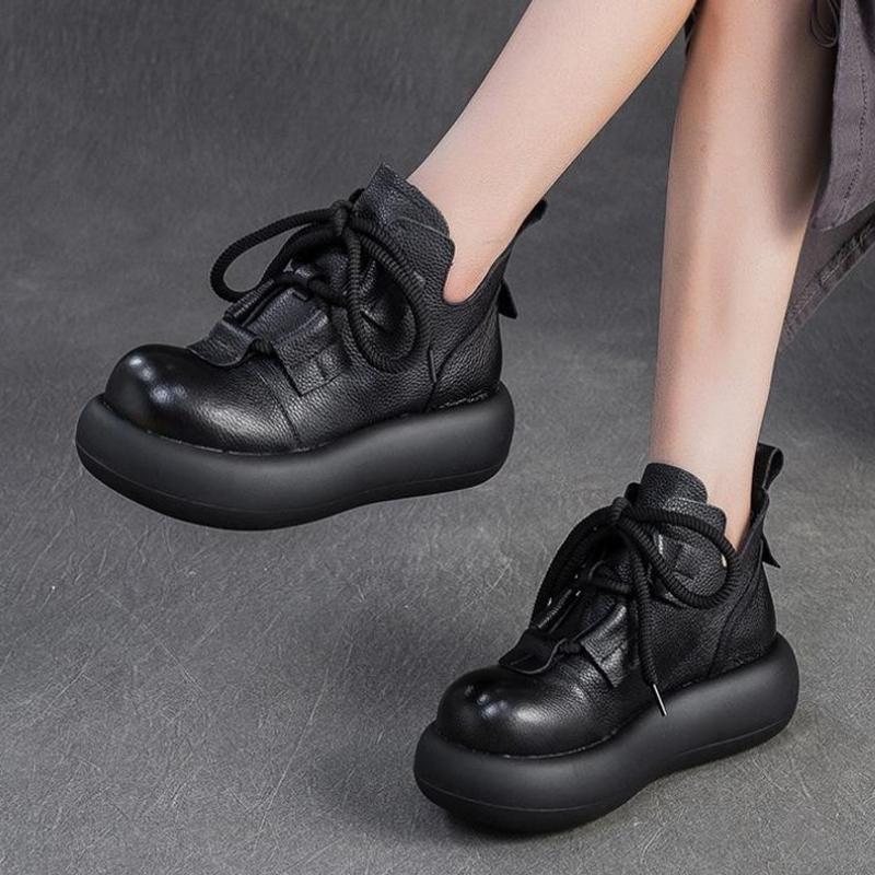 Fashion Flats Platform Women Ankle Boots Lace Up Fashion Shoes Designer Dress Sport Women Short Boots 2025 New Winter Botas De Mujer