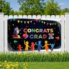 Event Backdrop Cap And Gown Graduation Party Banner Congrats Banner Star Motif School Celebration Banner For Photo Background
