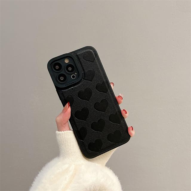 Śliczne Love Heart miękka wytłoczona skórzana torba na telefon dla Iphone 13 12 11 14 Pro Max X Xr Xs odporna na wstrząsy luksusowa tylna okładka