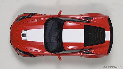 AUTOart 1/18 Scale Chevrolet Corvette C7 Grand Sport Red with White Stripes and Black Hash Marks