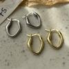 925 Sterling Silver Vintage Earrings For Women Trendy Simple Gold Oval Earring Jewelry Prevent Allergy Party Accessories