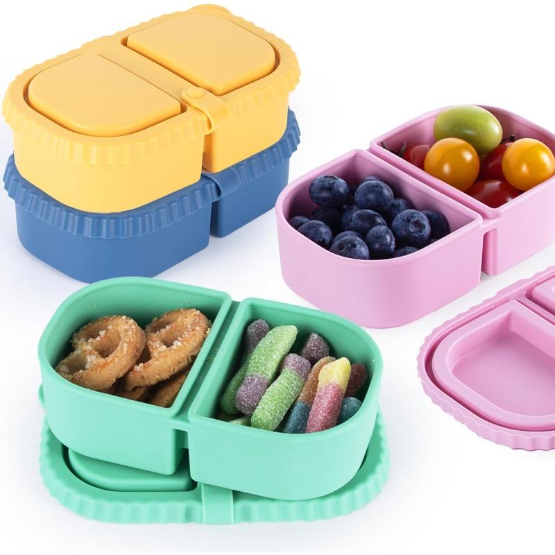 Reusable Silicone Snack Containers with Lids Snackle Box Containers, Small Snackle Box for travel, picnics, or office meals