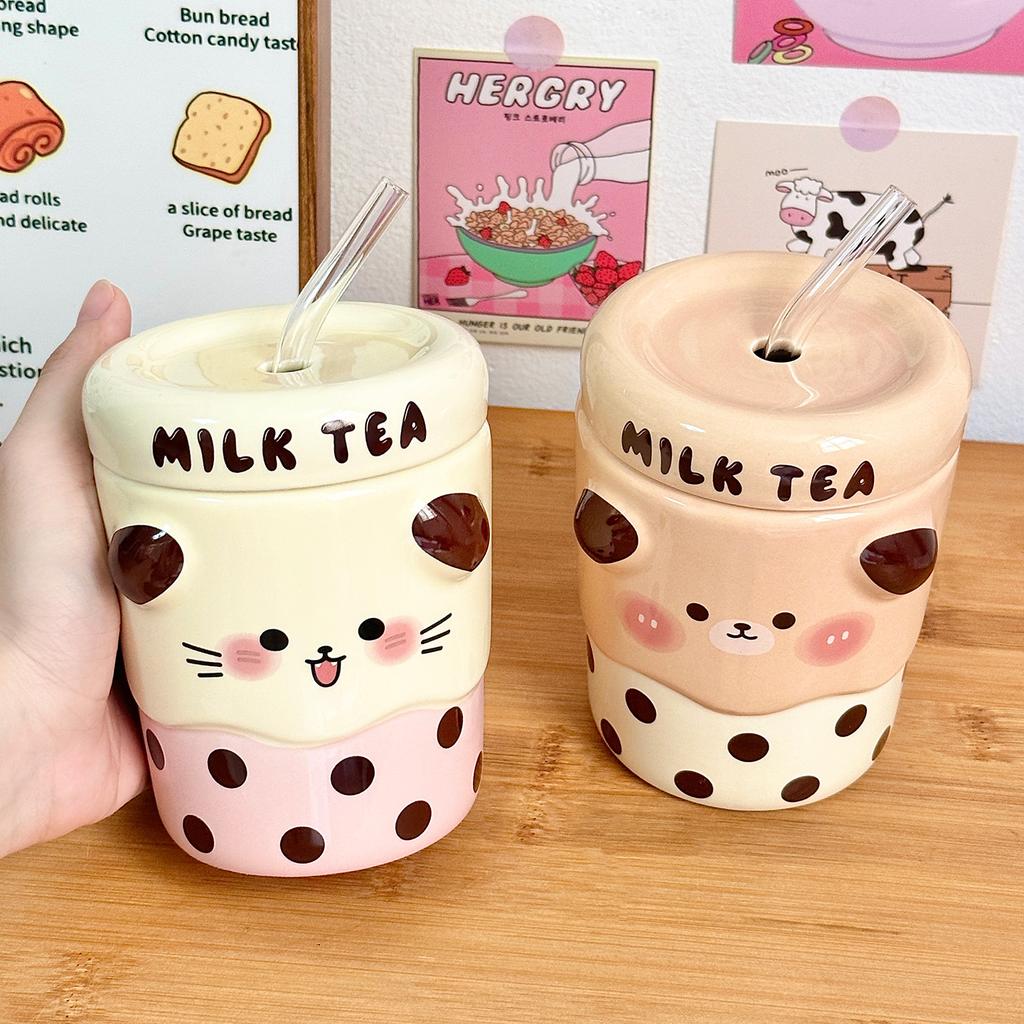Ceramic Straw Cup Souvenir Gift for Girls Water Cup High Looking Mug Office Cup Home Couple Cup Men