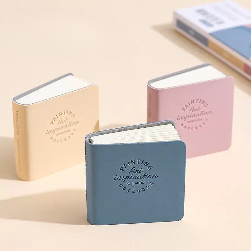 1pcs Mini Square Watercolor Sketchbooks,1.1x1.1inch, 18 Sheets/96 Pages Thick Paper, Faux Leather Cover - Art Painting Supplies