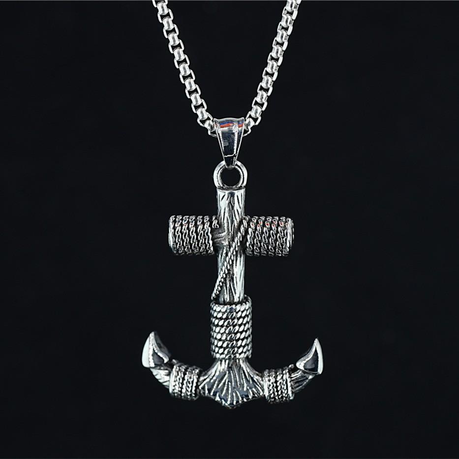 Vintage Pirate Anchor Necklace Pendant Men Sailor Personalized Hip Hop Fashion Jewelry