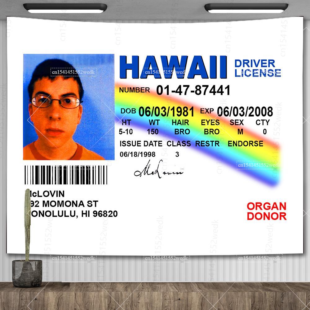 Asa Mitaka ID Flag Hawaii Driver License Wall Hanging Tapestry Funny Anime Tapestries Aesthetic Room Decoration Art Posters