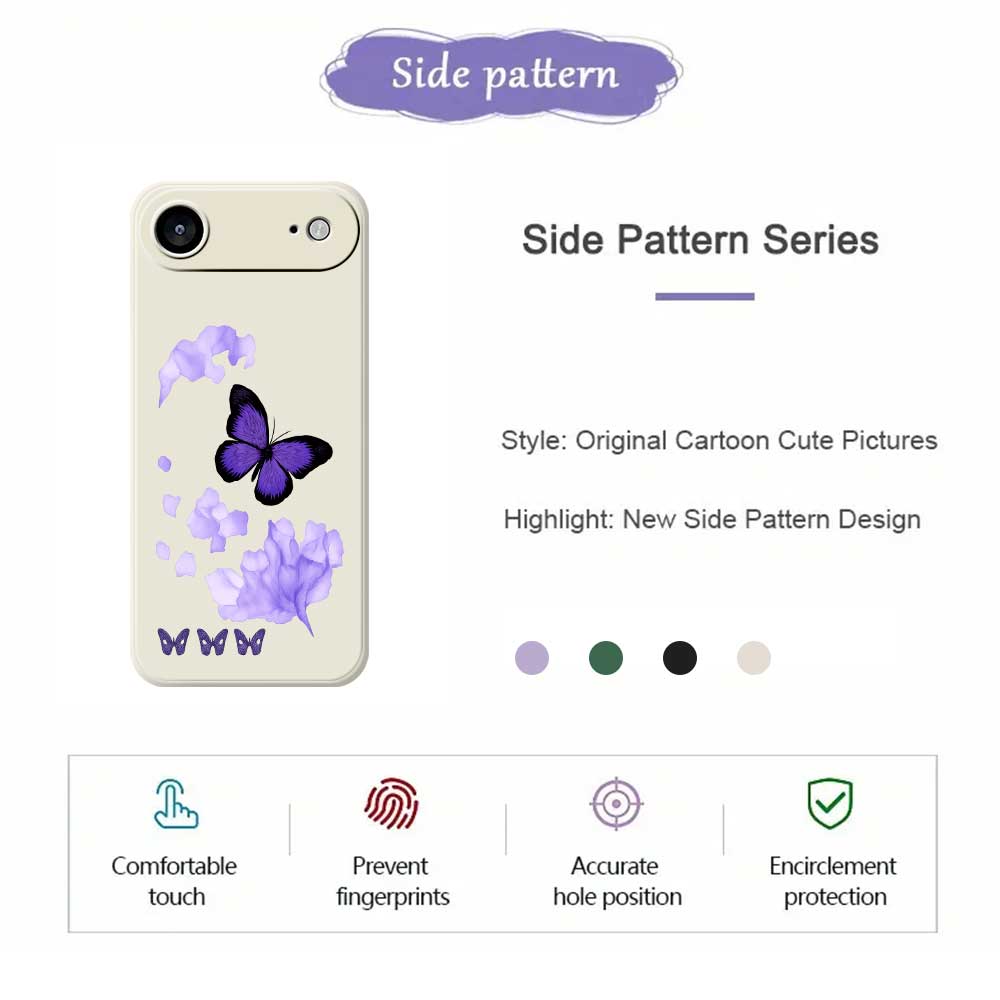 For iPhone 17 Air Case Purple Butterfly Pattern Printing Straight Edge TPU Phone Back Cover