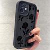 Black Rose Sandstone Groove Case for iPhone 15/16/17