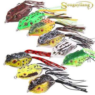 Angelköder, Mischungsgröße, 1 Stück, Topwater-Froschköder, 3D-Augen, künstlicher Köder, schwimmender Bass, weiche Köder