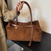 Korean Retro Velvet Underarm Bag, Tote Shoulder Bag, Large Capacity Commuter Bag for Women