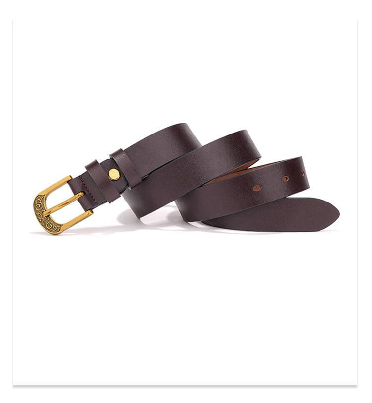 Women's Retro Korean Style Cowhide Leather Belt with Pin Buckle for Jeans