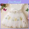 Summer Girl Flower Embroidered Mesh Dress With Bow For Toddler Girls