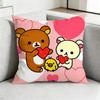 Funny Rilakkuma Bbear Square DoubleSided printed Pillow Case Bedroom Bedside Pillow Sofa Cushion Cover Gift