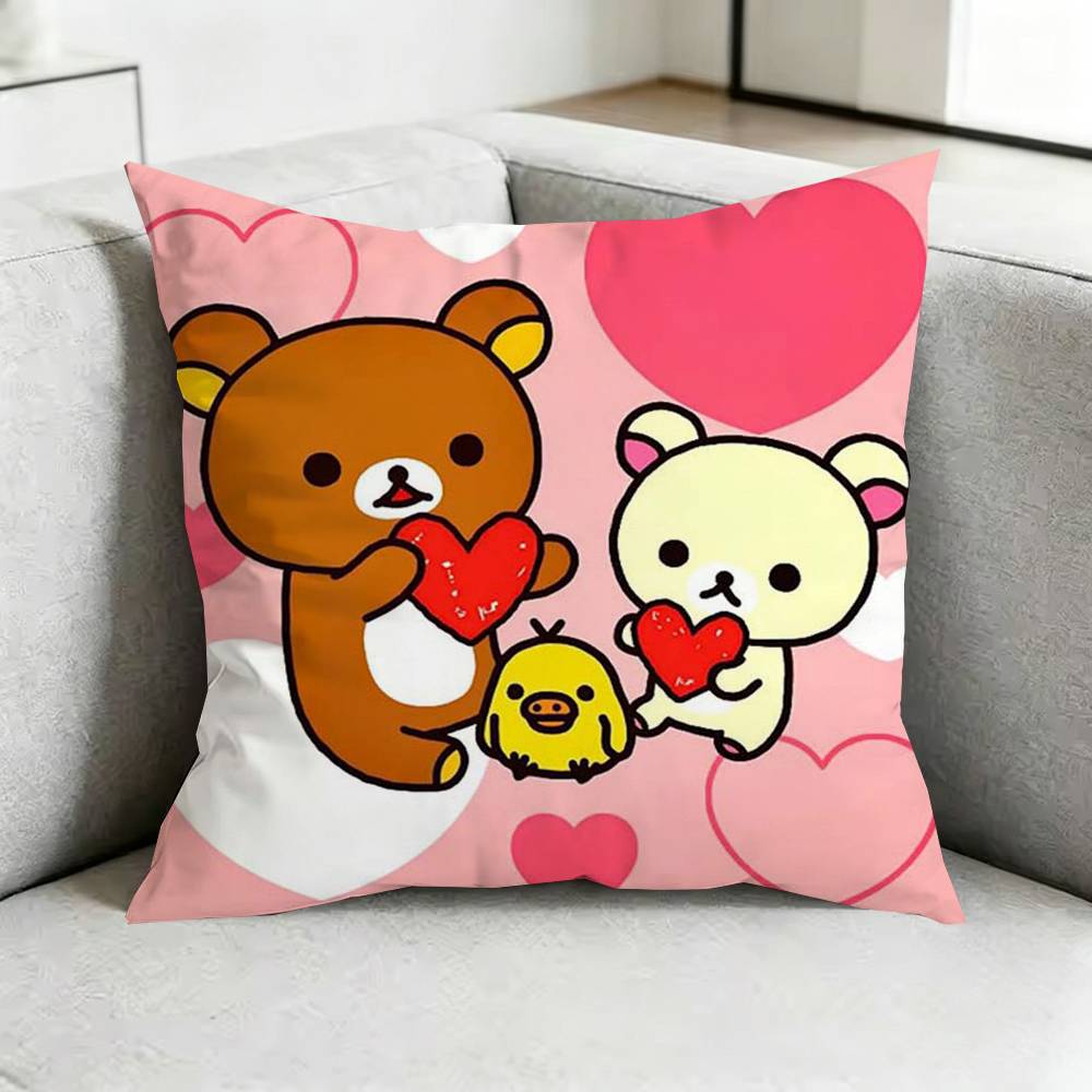 Funny Rilakkuma Bbear Square DoubleSided printed Pillow Case Bedroom Bedside Pillow Sofa Cushion Cover Gift