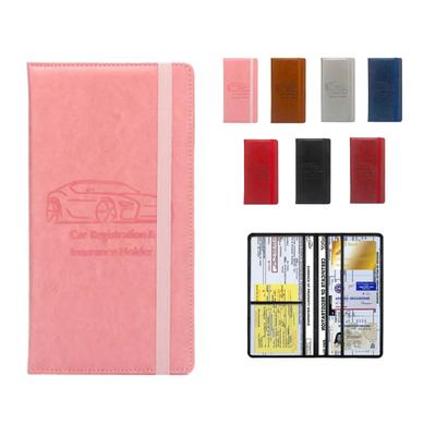 Slim Leather Strap Electronic Vehicle Registration Holder Andsand. (Pink)