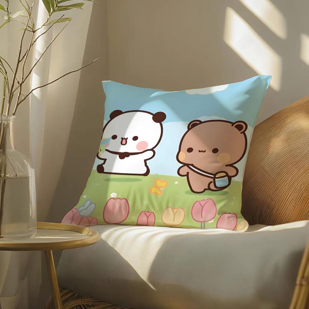 Popular Cartoon Bubu  Dudu Cute 4 Cushion Cover Silky elegant Comfort Sofa Bed Invisible zipper Beach pillowcase