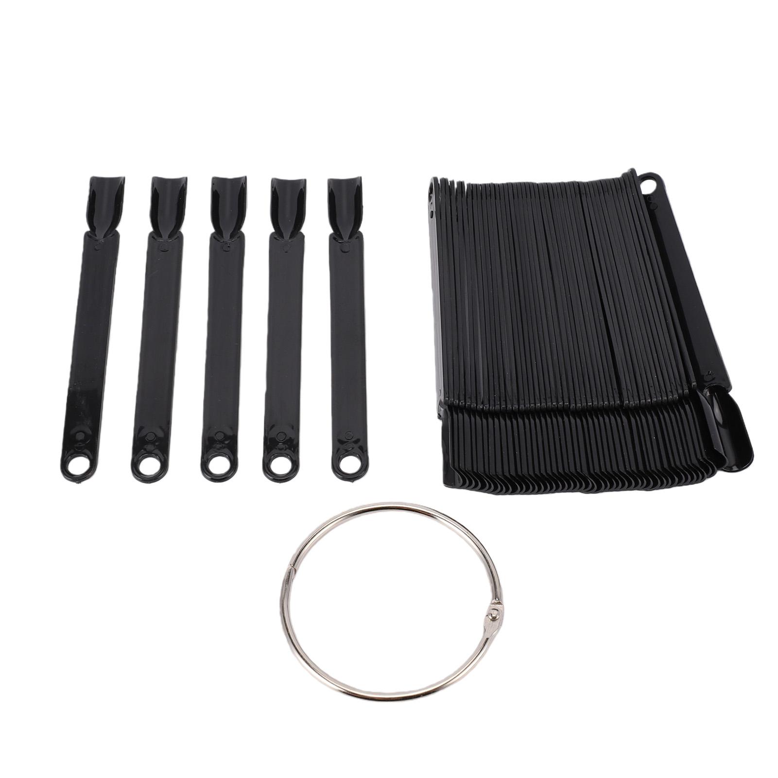 

50 Pcs Nail Swatches Sticks Glossy Nail Art Display Practice Tips Sample Sticks with Ring Black