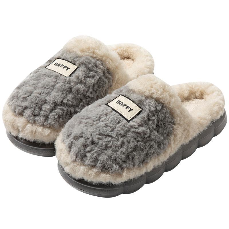Casual Color Matching Cotton Shoes Autumn and Winter Indoor Home Warmth Comfortable Plush Household Cotton Slippers