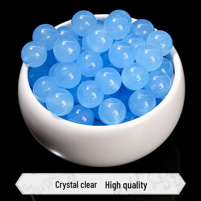 Natural Ice Jade Aquamarine Chalcedony Beads for Handmade Crystal Bracelets 6mm