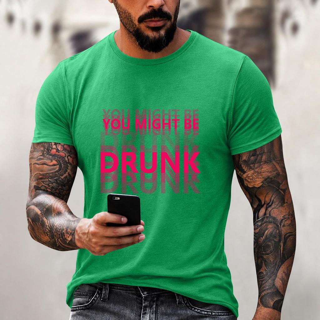 Men's Quirky Casual Loose Fit Letter Print T-Shirt for Daily Wear