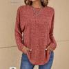 European Autumn 2025 Knit Sweater - Round Neck, Ribbed, Long Sleeve, Loose Fit T-shirt