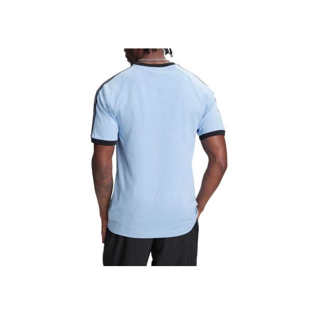 Adidas Originals Striped Crew Neck Slim Fit Short Sleeve T-Shirt Men Tops Gray Blue JY1371