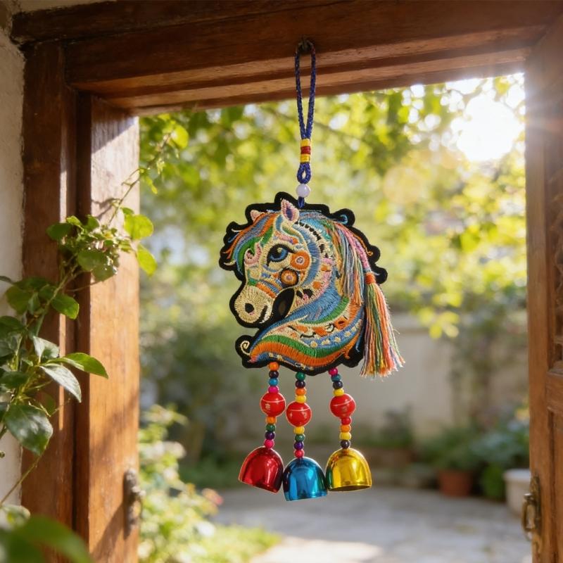 Car Hanging Ornament Chinese New Years 2026 Horse Pendant Charm with Tassels Fengshui Ornament for Car Home Decorations