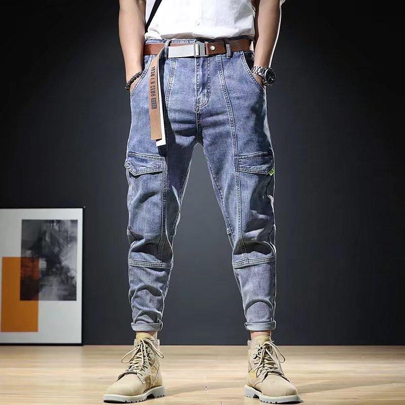 Jeans Herren Sommer neue schlanke Hosen mit kleinem Bein Frühling und Herbst Gezeiten gewaschene Arbeitskleidung lässige lange Hosen