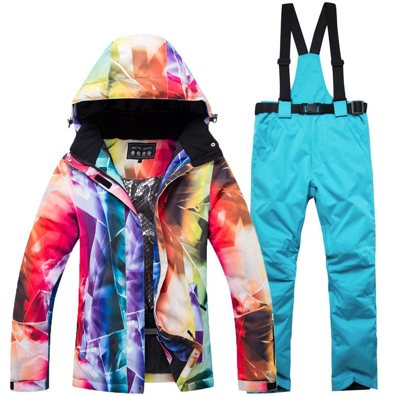 Winter Outdoor Ski Suit, Women's Thermal Snowboard and Snowboard Ski Pants Suit.