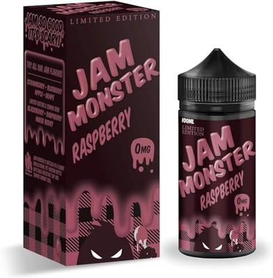 JAM MONSTER VAPE E-Cigarette Liquid, Nicotine-Free (RASPBERRY, 100ml)