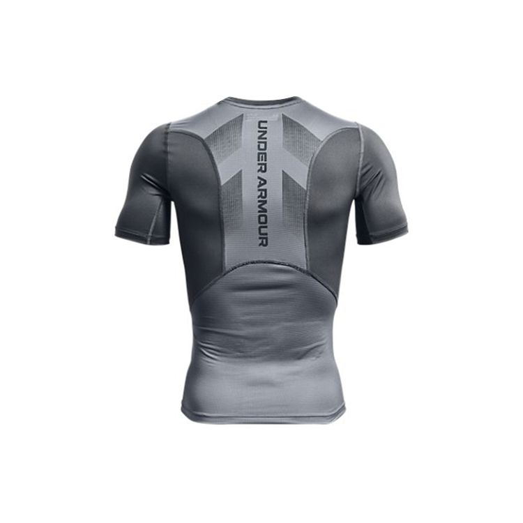 Under Armour HeatGear Vent Compression Short Sleeve Training Top Men Tops Gray 1362452-012