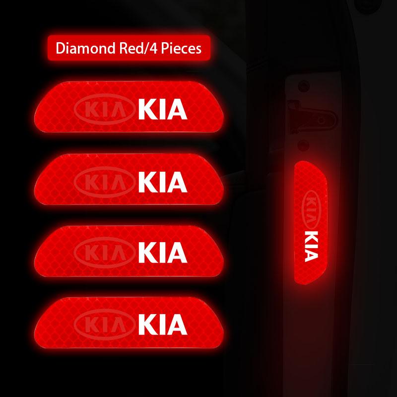 AHM1 4Pcs Car Door Reflective Stickers Safety Warning Mark For KIA Carnival Niro EV9 K8 Forte Cerato Sportage Ray EV Telluride Seltos