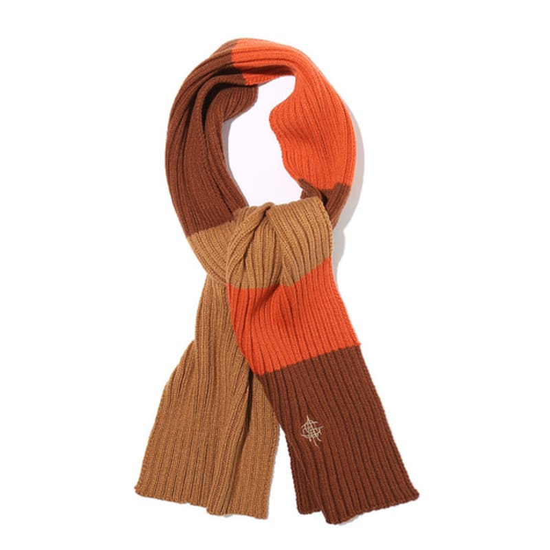 

OGARP Stripe Knit Muffler Brown FREE