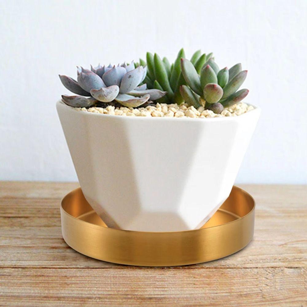 Ronde Vorm Metalen Decoratieve Schalen Roestvrij Staal Sieraden Display Plaat voor Bureau