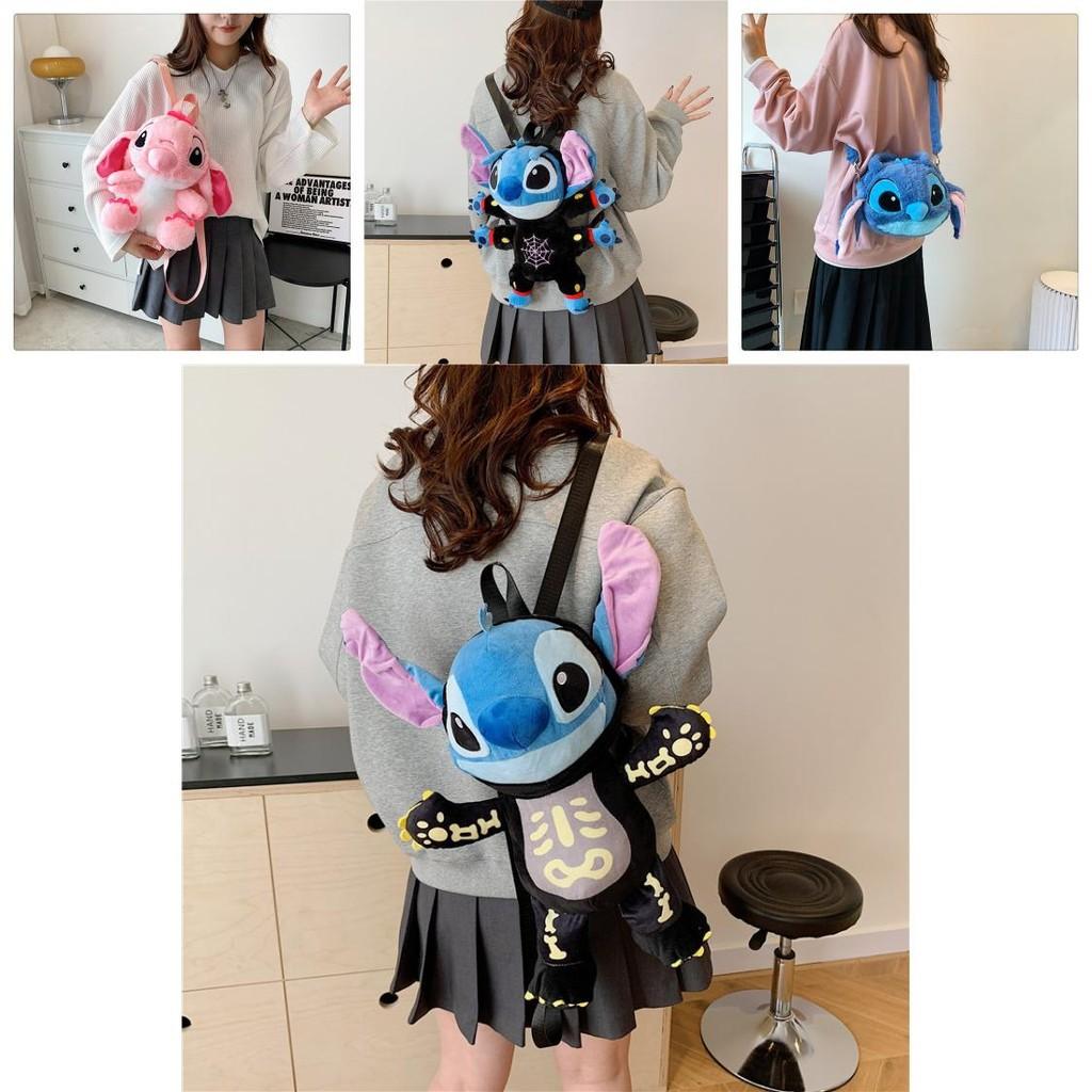 Lilo Stitch Plüsch Cartoon Rucksack für Mädchen mit Reißverschluss und Tasche für Reisen