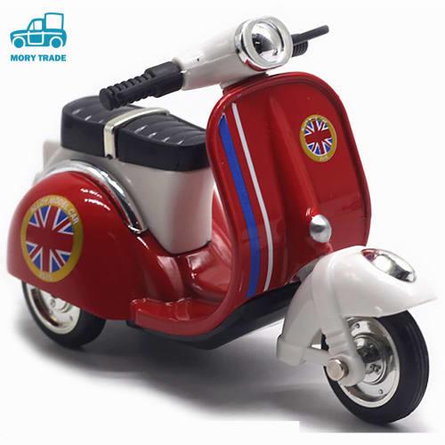 MORYTRADE Nostalgic Toy Retro Classic Pull-Back Car Diecast Miniature Car, Ages 6+, Set of 2 Scooters, Red and White