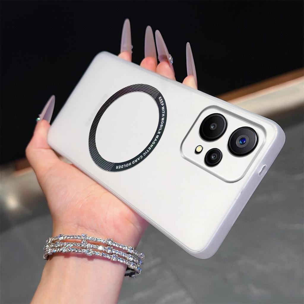 Magnetic Semi‑Transparent Matte Phone Case for Realme 9 5G 4G,9 Pro+,9 Pro,Narzo 50 Pro 5G Soft TPU Shockproof Cover