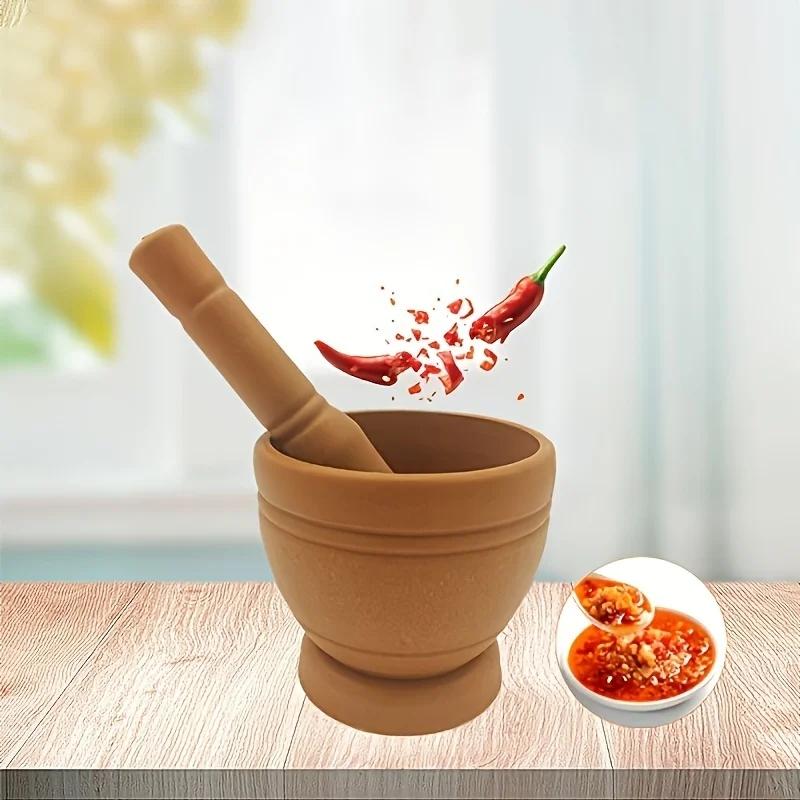 Kitchen Garlic Mortar, Pounding Chili Bowl, Mortar And Pestle Set For Garlic Peper, Garlic Crusher, Household Chili Grinder