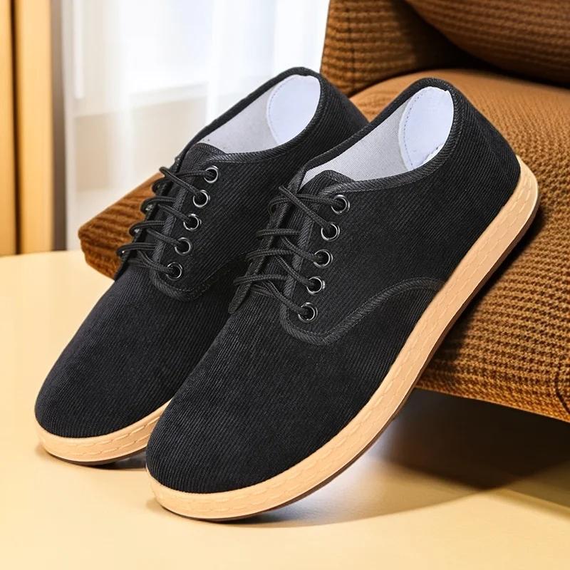 

Мужские туфли из ткани Old Beijing на весну и осень, легкие, с мягкой подошвой, черные, нескользящие, повседневные туфли на шнуровке для папы 39 коричневый