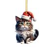 Lovely Acrylic Cat Car Hanging Decoration With Cheerful Christmas Hat And Theme Tree
