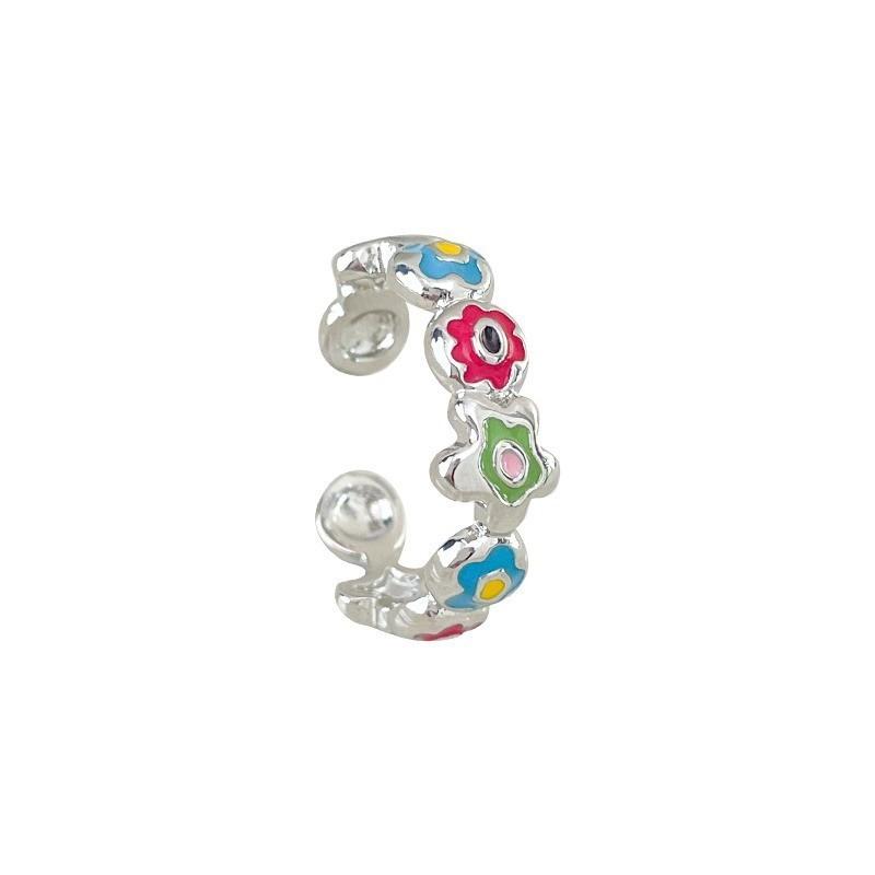 Creative Adjustable Floral Ring For Women Featuring Unique Colorful Spring Style Summer
