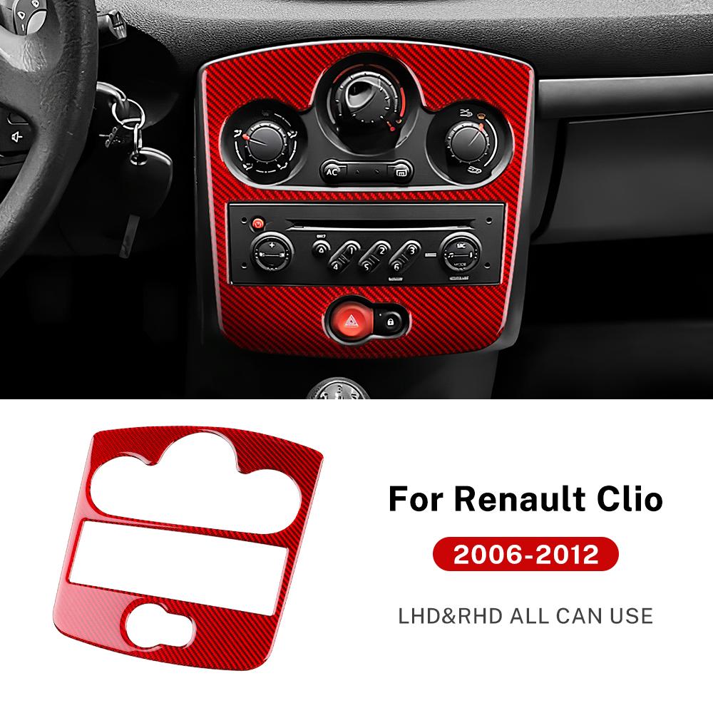 For Renault Clio 3 2006 2007 2008 2009 2010 2011 2012 Soft Carbon Fiber Sticker LHD RHD Car CD AC Panel Interior Accessories
