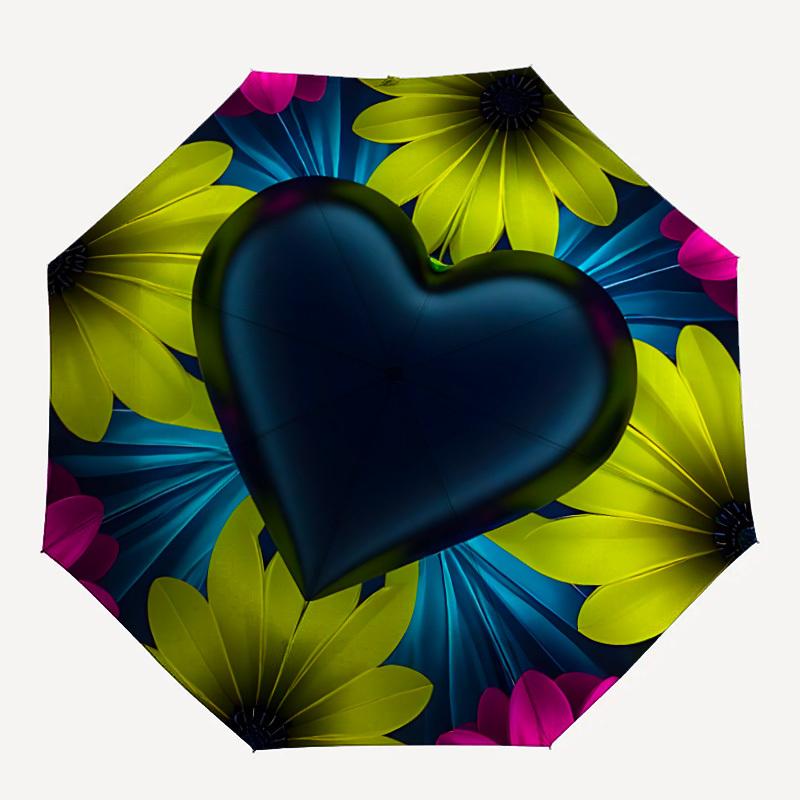 

1pc Heart Flowers Pattern Automatic Open/Close Umbrella with Windproof, 8-Rib Sturdy Canopy, , Outdoor Accessory, Ideal for Gifts yy251117112