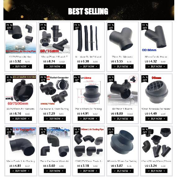 42mm/60mm/75mm/90mm Parking Heater Exhaust T Pipe Connectors Air Vent Ducting Outlet Parts For Eberspacher Webasto