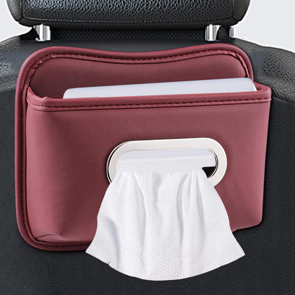 Tissue Holder For Car Leather Adhesive Napkin Case Tissue Dispenser For Car For Seat Back Armrest Console Sun Visor SUV Truck