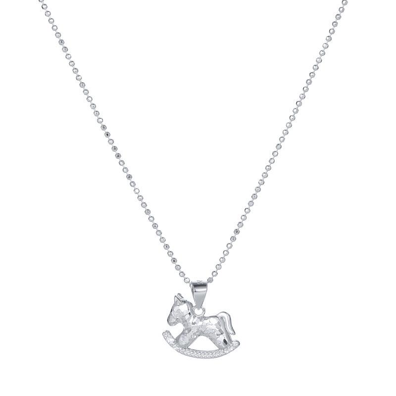Cuiyan S925 Silver Rocking Horse Crushed Ice Necklace - Women's 2025 Light Luxury Clavicle Chain