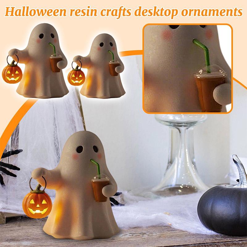 Cute Ghost Halloween Decoration Nightlight Resin Home Decor Items Creative Crafts Atmosphere Halloween Decorations Home Decor