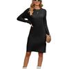 Autumn and winter new sweater women's solid color sexy slim-fitting round neck hip skirt medium and long knitted dress